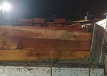 PRF apreende caminhão transportando carga de madeira sem documentação