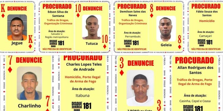‘Baralho do Crime’ tem 5 novas cartas de mais procurados pela SSP