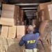 PRF apreende 750 mil maços de cigarros contrabandeados e um veículo roubado
