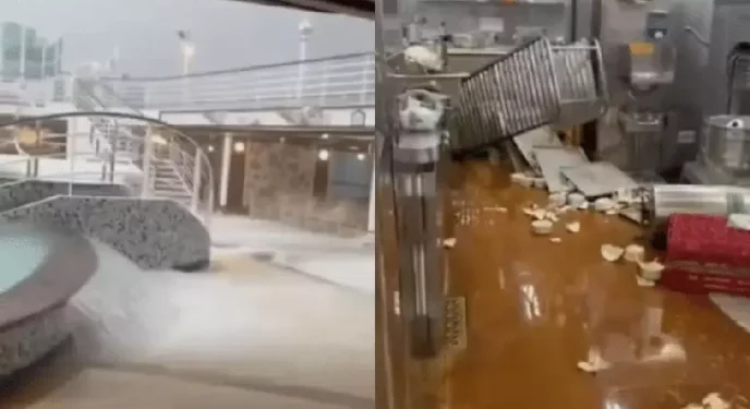 Navio de cruzeiro inclina com vento e 16 pessoas ficam feridas