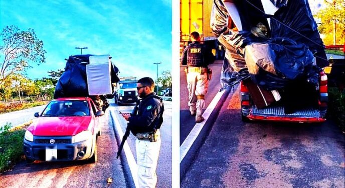 PRF apreende caminhonete que transportava carga irregular na Bahia
