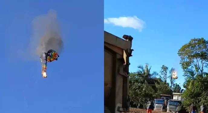 Balão pega fogo em passeio, cai em SC e 8 pessoas morreram